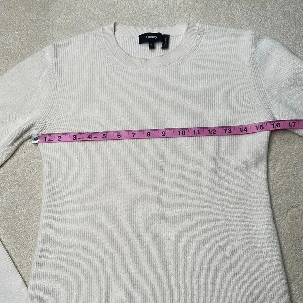 Theory: Cream Ribbed Sweater - Picture 3 of 5